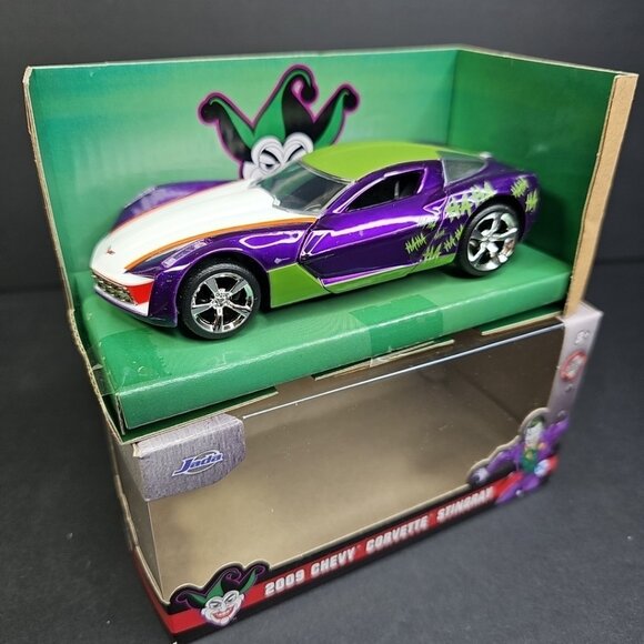 Jada 1/32 Joker 2009 Chevy Corvette Stingray Batman DC Comics Diecast CN - Picture 1 of 14
